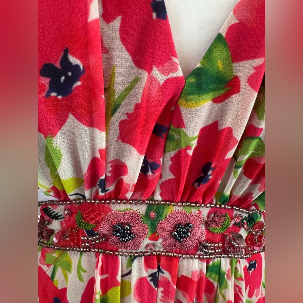 NWT Mac Duggal Floral Mini dress with cutouts v-neck 9158 size 6 - Picture 5 of 9